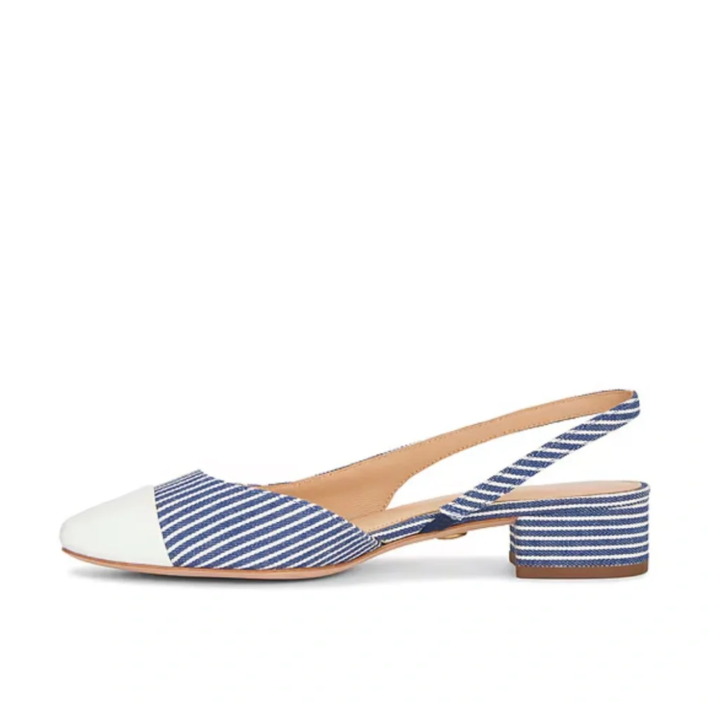 Veronica Beard Blue and White Cecile Slingbacks - Picture 4 of 11